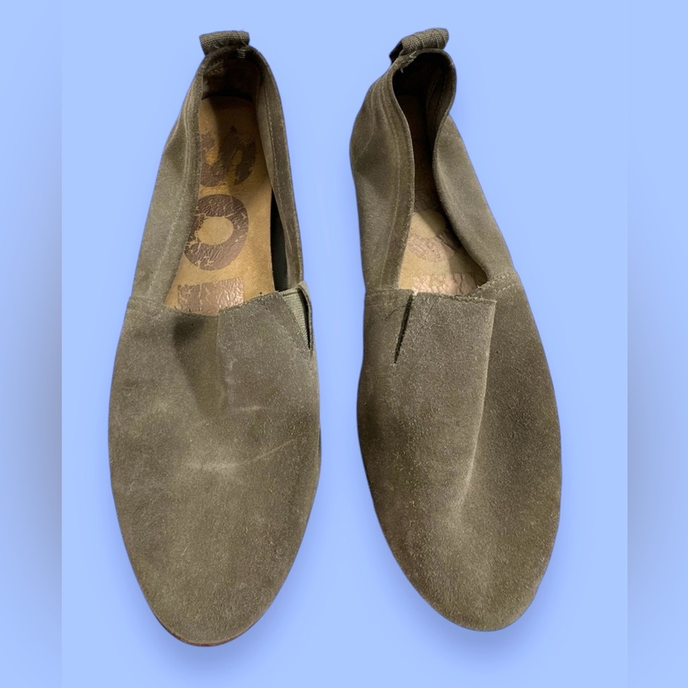 Sorel Ella Slip On Shoes Gray Suede Leather Women's Flat Loafer Nl3211-010 Sz 11